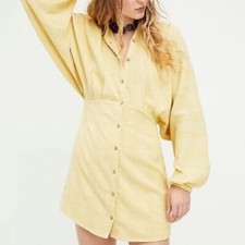 Usado, Mini Vestido Free People Moni Verão Sem Fim Buttondown Texturizado Amarelo Novo M comprar usado  Enviando para Brazil