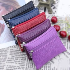 Bolsa de moedas feminina com zíper bolsos de couro ecológico sólido bolsa de armazenamento pequena carteira comprar usado  Enviando para Brazil