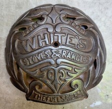 Placa antiga de ferro fundido White's Stove & Range Company emblema fogão comprar usado  Enviando para Brazil
