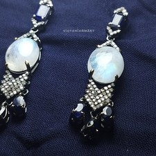 Brinco de diamante de safira azul opala prata esterlina 925 trava borboleta comprar usado  Enviando para Brazil