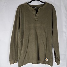 Camisa Carhartt Henley manga longa algodão roupa de trabalho térmica verde oliva L Gorp Y2K comprar usado  Enviando para Brazil