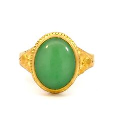 Anillo de oro amarillo de 24k ovalado de jade verde talla 8,5 segunda mano  Embacar hacia Argentina