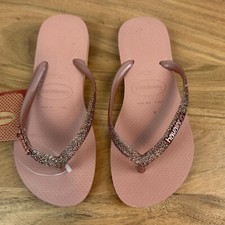 Usado, Novas Sandálias Tanga Feminina Havaianas Rosa Glitter Casual Conforto Chinelos Tamanho 6 comprar usado  Enviando para Brazil