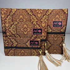 Maquillaje Junkie Dorado Y Granate Patrón Damasco ¡Juego de 3 Bolsas! Nuevo sin etiquetas segunda mano  Embacar hacia Mexico