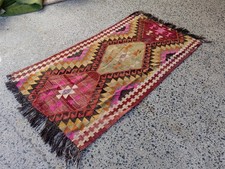 Tapete Kilim turco antigo 3,4 x 6 pés tecido à mão tapete tribal de lã em tons de rosa, usado comprar usado  Enviando para Brazil