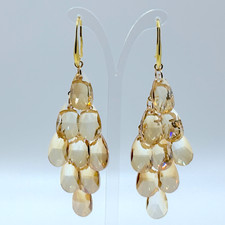 Usado, 🪩💃 Brincos lustre de vidro dourado claro – Boho chique, elegante, pronto para taco – 3" comprar usado  Enviando para Brazil