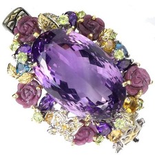 925 Bracciale IN Argento Sterling Ovale Ametista 102ct Rubino Mano Natural Gemma comprar usado  Enviando para Brazil