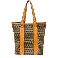 Bolsa tote de ombro FENDI logotipo abobrinha couro lona marrom laranja GHW 30KA842 comprar usado  Enviando para Brazil