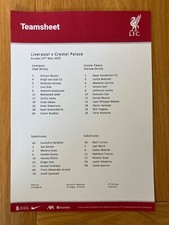 Folha colorida Liverpool v Crystal Palace 25 de maio de 2025 Club A4 Team comprar usado  Enviando para Brazil