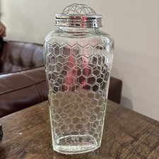 Jarro de vidro transparente vintage com favo de mel com tampa de malha de arame 9” de altura arranjo de flores comprar usado  Enviando para Brazil