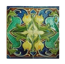 Raro Vintage 4 Peças Linda Flor em Relevo Design Exclusivo Azulejos Cerâmicos Inglaterra comprar usado  Enviando para Brazil