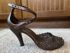 Usado, Sandálias de borracha Melissa Comfort Heel tiras duplas no tornozelo 8 peep toe marrom cobre comprar usado  Enviando para Brazil