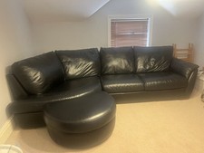 Black leather corner for sale  LYTHAM ST. ANNES