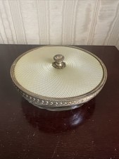 Antigo Art Nouveau pés 3 divisórias prato de vidro com tampa de latão 7 3/8” diâmetro., usado comprar usado  Enviando para Brazil