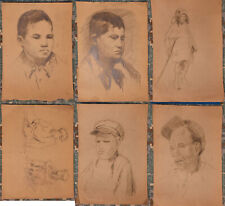 Lote de retratos de arte desenho a lápis gráfico russo soviético original super RARO URSS, usado comprar usado  Enviando para Brazil