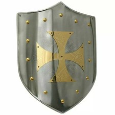 Escudo medieval com cruz templária de latão calibre 24 escudo de cavaleiro de aço comprar usado  Enviando para Brazil