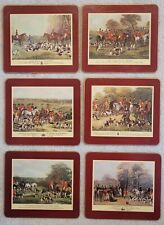 "Juego de 6 DE COLECCIÓN ZORROS INGLESES CAZA caballos mesa comedor de mesa espalda de corcho 7,5x8,5" segunda mano  Embacar hacia Argentina