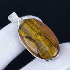 Pingente feito à mão folheado a prata 925 olho de tigre de 1,8" comprar usado Pingente feito à mão folheado a prata 925 olho de tigre de 1,8" comprar usado  Enviando para Brazil