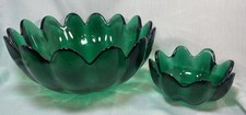 Conjunto de tigela de lótus de tulipa de vidro Blenko verde mar #6143~10,5"-14 pétalas e 5,5”-8 pétalas comprar usado  Enviando para Brazil