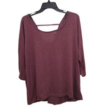 Usado, Camiseta BCG Feminina Marrom Ajuste Solto Gaiola Aberta Cruz Drapeada Costas Yoga Ativa Plus 1X comprar usado  Enviando para Brazil
