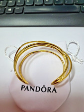 Bracelet PANDORA Jonc Ouvert Fil de Forme Organique Métal Doré ALE 19 cm D 6cm na sprzedaż  Wysyłka do Poland