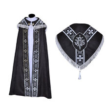 Conjunto Black Cope & Stole com bordado IHS, capa pluvial, capa, frente distante NOVO comprar usado  Enviando para Brazil