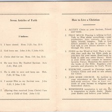 Tarjeta religiosa guía de oración de siete artículos de fe de la iglesia cristiana de la década de 1940 7B segunda mano  Embacar hacia Mexico