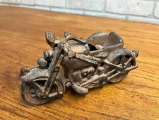 Réplica de motocicleta de ferro fundido Hubley com reprodução de brinquedo sidecar acabamento antigo, usado comprar usado  Enviando para Brazil