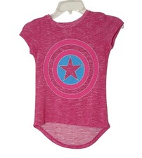 Camiseta elástica Marvel Girls Capitão América rosa alta baixa super-herói comprar usado  Enviando para Brazil