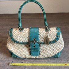 Bolsa/bolsa Coach palha x couro azul-petróleo/esverdeada, usado comprar usado Bolsa/bolsa Coach palha x couro azul-petróleo/esverdeada, usado comprar usado  Enviando para Brazil
