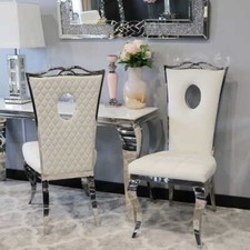 Krzesło glamour Luxury White z przeszyciami krzesło tapicerowane białe na sprzedaż  PL