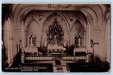 Cartão postal 1911 interior da igreja católica altar bancos estátua Oxford Indiana IN comprar usado  Enviando para Brazil