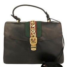 Bolsa de mão de couro GUCCI Sylvie com alça de ombro preta/3BF0624 comprar usado  Enviando para Brazil