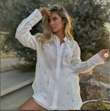ZARA OYSTER BIAŁY CYRKONIE HAFTOWANA OVERSIZE POPELINA DŁUGA LINIA BLUZKA KOSZULOWA na sprzedaż  Wysyłka do Poland
