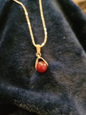 Silver necklace red for sale  LLANELLI