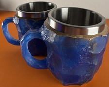 Lote de 2 canecas de resina de cristal mineral – azul/marrom – xícaras de café geodo comprar usado  Enviando para Brazil