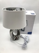 Używany, Reality Lights Taba Lampa stołowa, ceramika, abażur z tkaniny biały/srebrny, 33cm na sprzedaż  PL