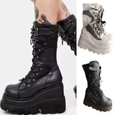 Botas de plataforma femininas góticas com cadarço alça de fivela sapatos de bota gótica punk, usado comprar usado  Enviando para Brazil