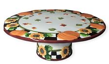 Usado,  Suporte de bolo de cerâmica vintage com pés bandeja de colheita redonda prato 11” P x 4” A comprar usado  Enviando para Brazil