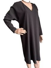 Używany, Piazza Sempione Fine Wool Shift Sukienka Rozmiar 46 IT 10 US Brązowa Dekolt w serek Długi rękaw na sprzedaż  PL