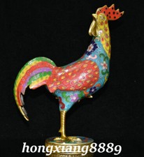 9.8" China Antiga Esmalte Cloisonné Bronze embelezar riqueza Animal Galinha Aves Estátua comprar usado  Enviando para Brazil