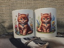 Pair kitten mugs for sale  GRANTHAM