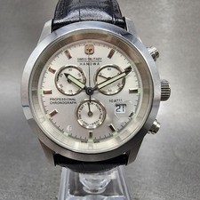Relógio cronógrafo suíço militar Hanowa masculino 40 mm mostrador prateado data de aço nova batalha comprar usado  Enviando para Brazil
