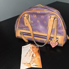 Mini bolsa de ginástica Dooney & Bourke Signature It Bags bolsa de boliche roxa arco-íris zíper comprar usado  Enviando para Brazil