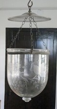 Antiga lanterna de vidro colonial uvas gravadas penduradas frasco de sino luz Hundi 81/2" comprar usado  Enviando para Brazil
