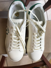 Tênis Polo Ralph Lauren couro com cadarço superior creme. letras/logotipo verde comprar usado  Enviando para Brazil