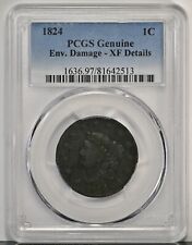 Moeda de centavo grande 1824 1C cabeça de coroneta PCGS dano ENV genuíno XF detalhes 1636 Wow comprar usado  Enviando para Brazil