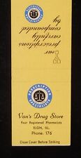 1950s Van's Drug Store quatro farmacêuticos registrados telefone 176 Elgin IL Kane Co MB, usado comprar usado  Enviando para Brazil