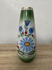 Beautiful Vintage Lubiana Porcelain Vase Poland RARE GREEN z kwiatowym wzorem na sprzedaż  Wysyłka do Poland