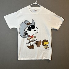 Camiseta caubói vintage Snoopy & Woodstock frente/traseira M amendoim branco comprar usado  Enviando para Brazil